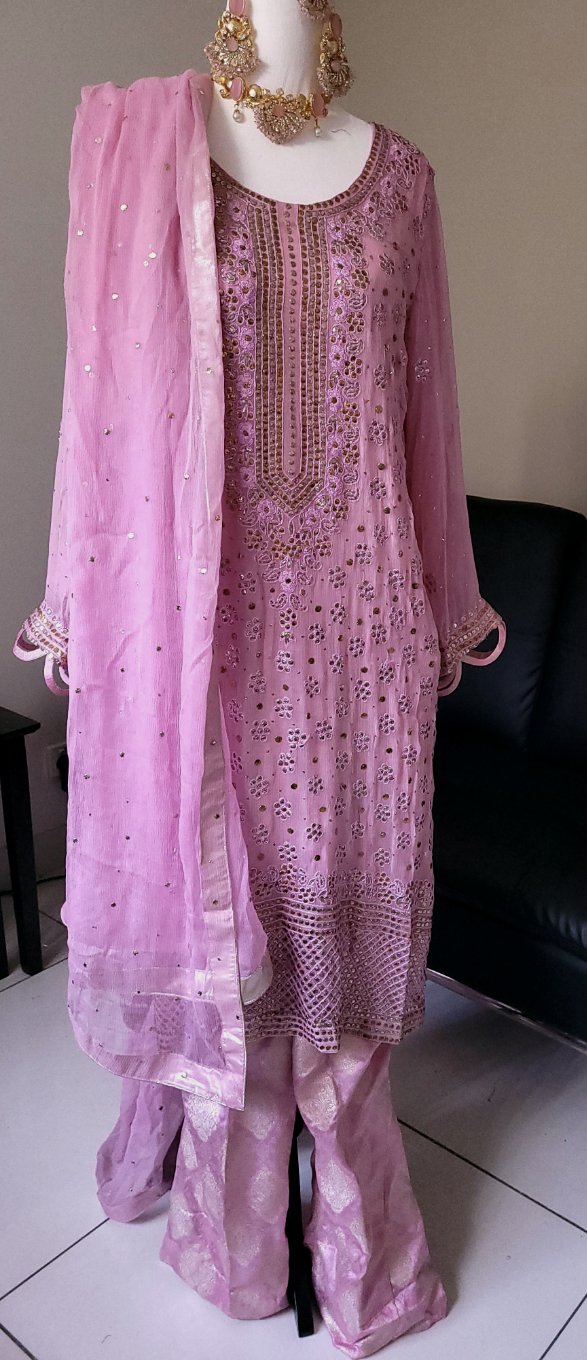 Pastel pink kamdani 3pc