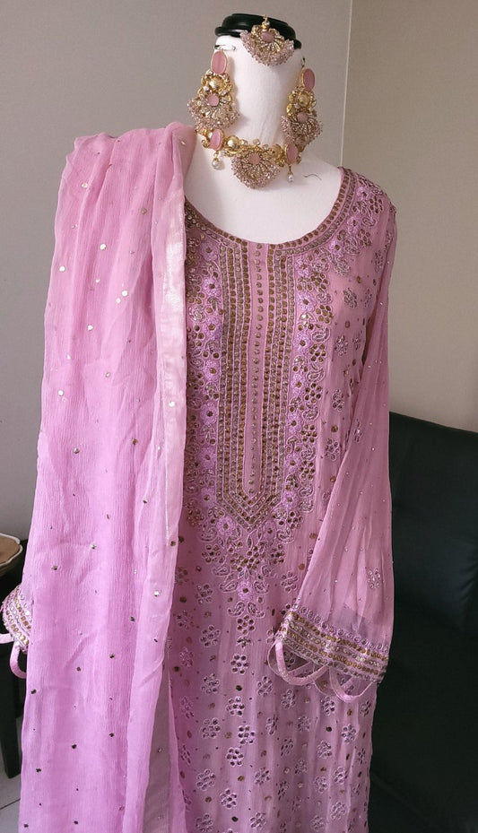 Pastel pink kamdani 3pc