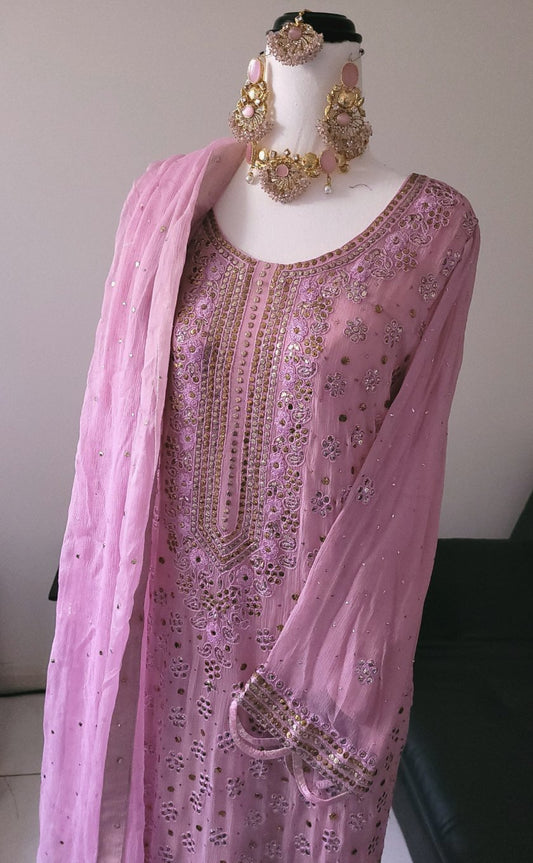 Pastel pink kamdani 3pc