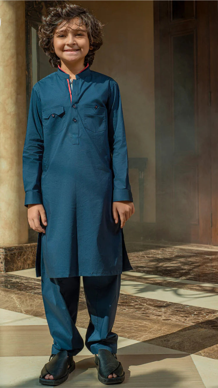 Boys teal bue kurta set