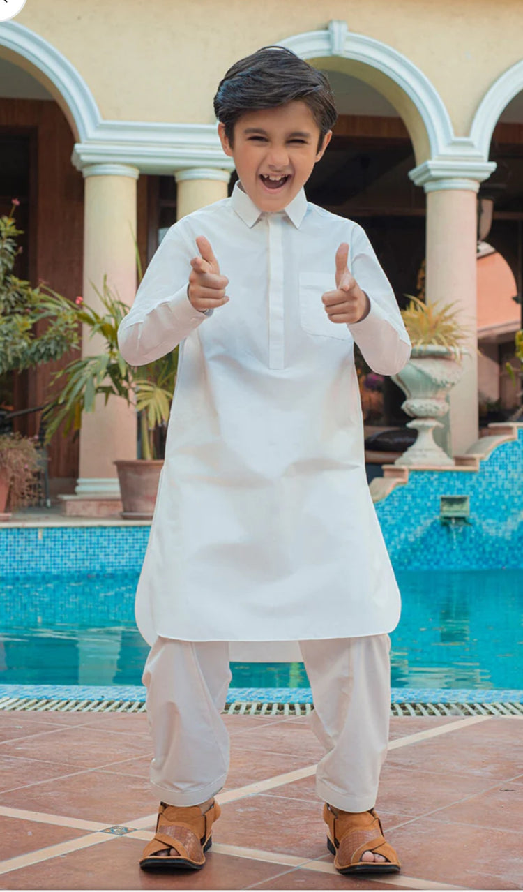 Boys white cotton kurta/ shalwar