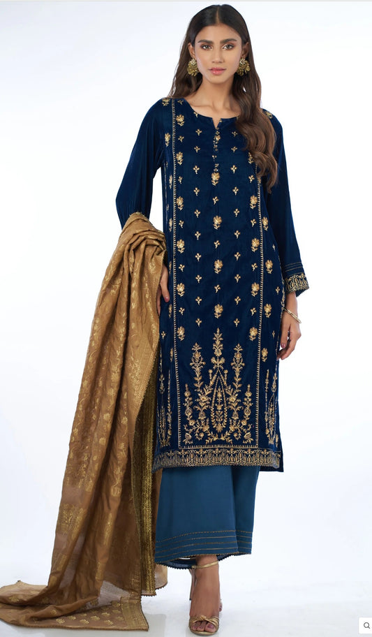 Teal green velvet luxury 3pc