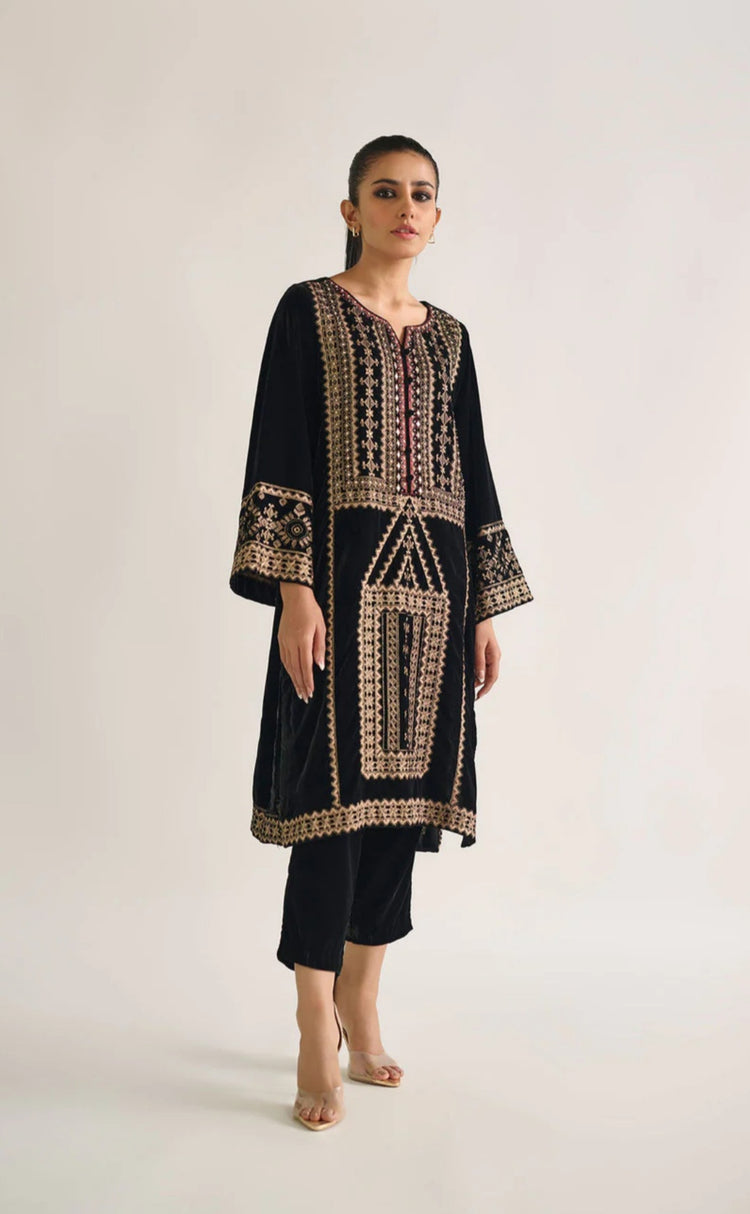 Balochi style velvet shirt
