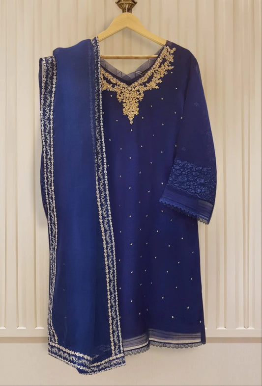 Navy blue cottonnet 3pc