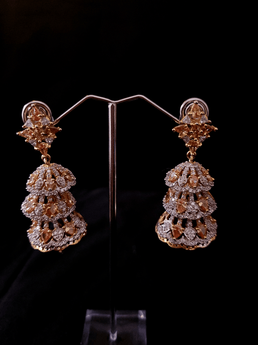 AD 3 Layered Jhumki (Golden & White)