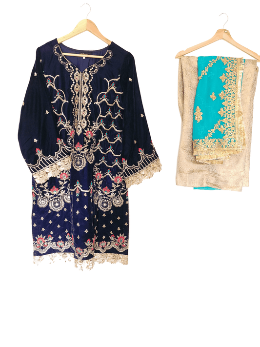 Adan Libas Blue Velvet 3 Piece Suit