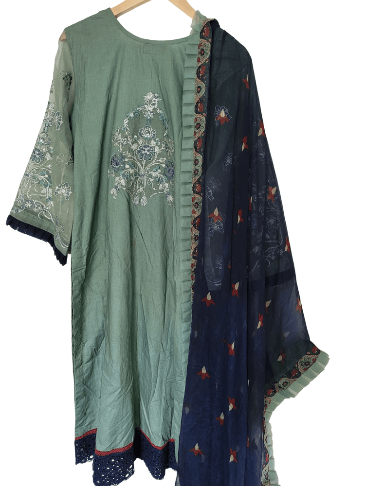 Chicken Kaari Metallic Green 3 Piece Suit