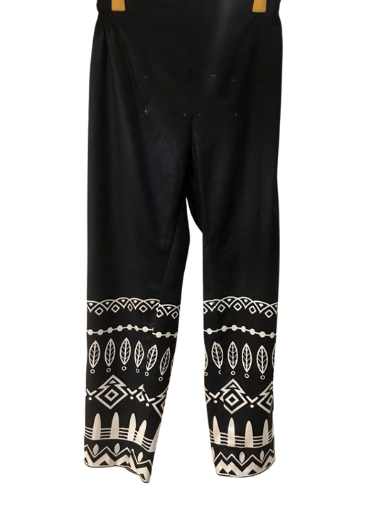 Cotton Silk Printed Black Trouser