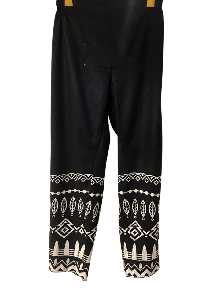 Cotton Silk Printed Black Trouser