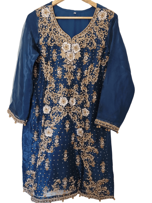 Dark Sea Green Handworked 3 Piece Suit