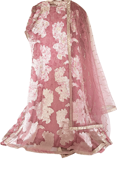 Embroidered Fancy Tea Pink Gown 4 Piece Dress