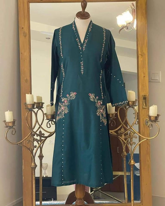 Dark EmeraldGreen silk 3pc