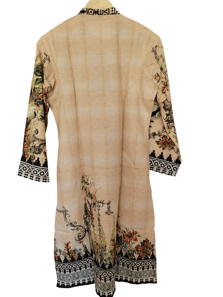 Floral Beige Khaddar Shirt