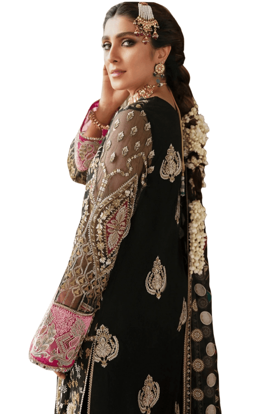 Gisel Black Heavy Eembroidered 3 Piece Suit