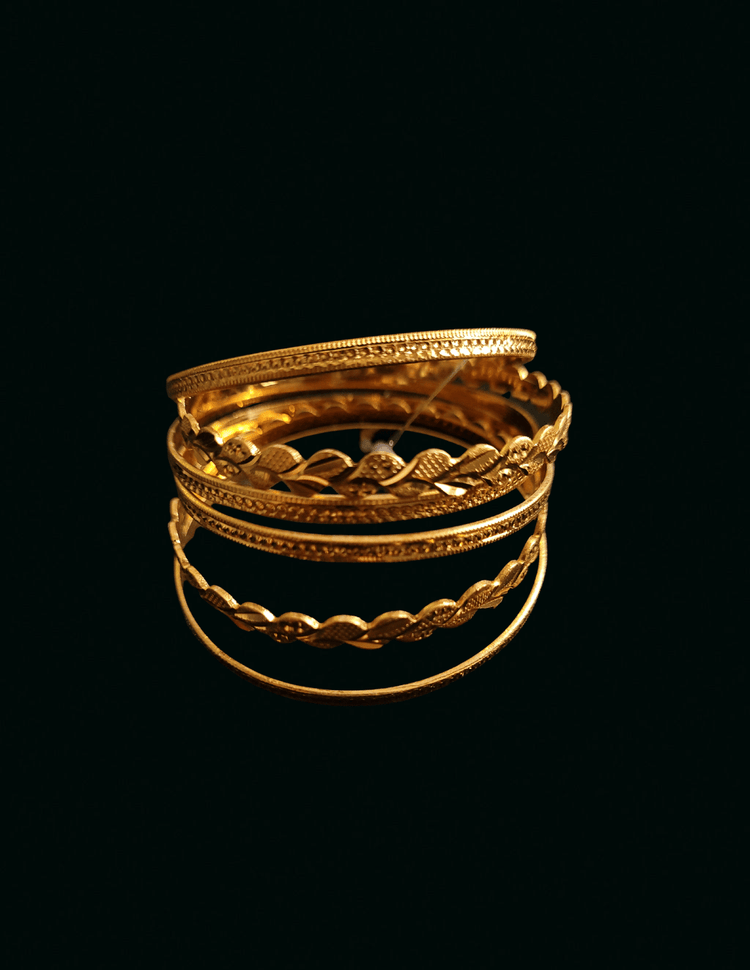 Heart Leaf Gold Bangles Set