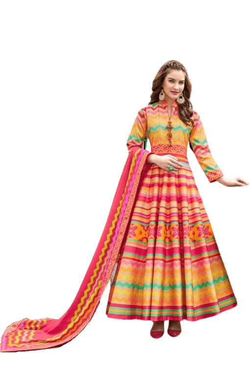 Heavy Pure Killer Silk Multi Colour Batik 3 Piece Suit