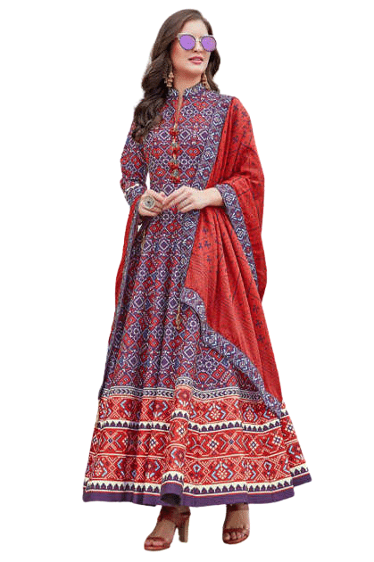 Heavy Pure Killer Silk Red & Purple Batik 3 Piece Suit