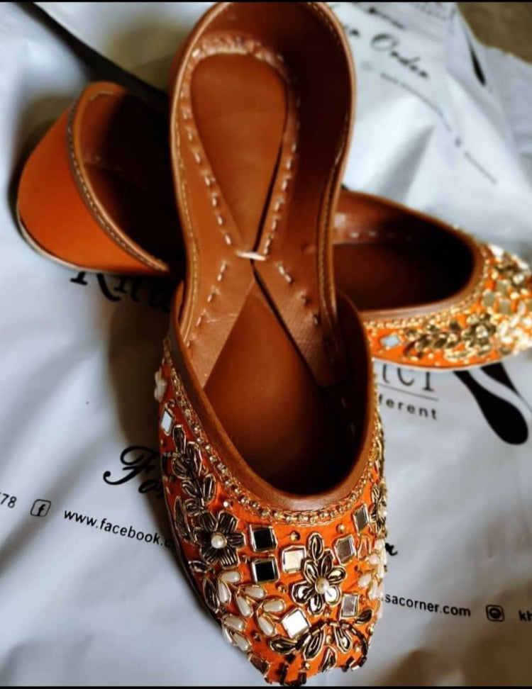 Orange Mirror Khussa