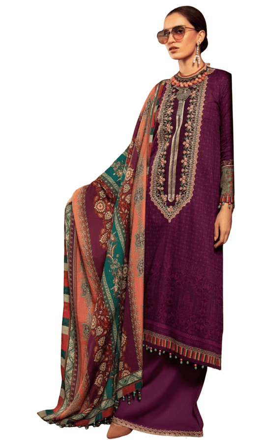 Maria B Purple Khaddar 3 Piece Suit