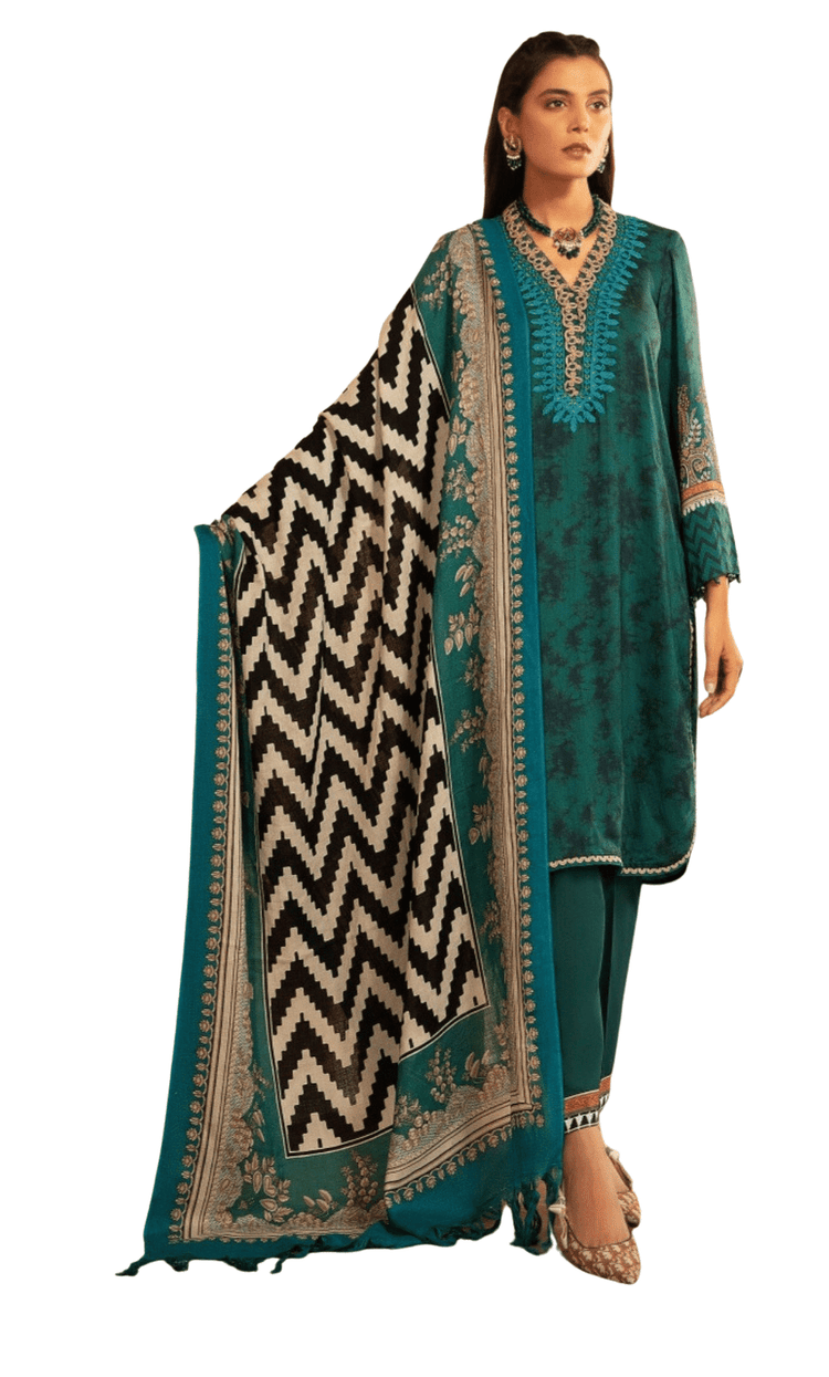 Maria B Sea Green Linen 3 Piece Suit