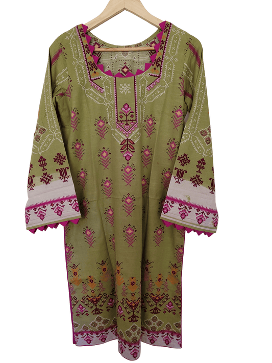 Minty & Pinky Printed Khadder Shirt