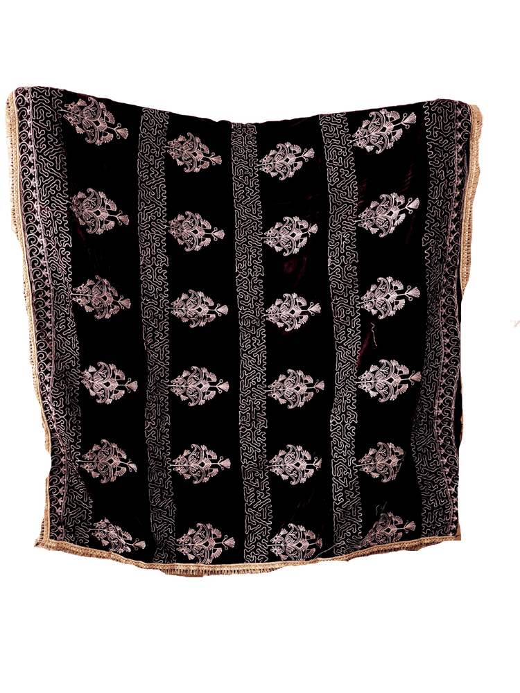 Plum & Beige Velvet Shawl