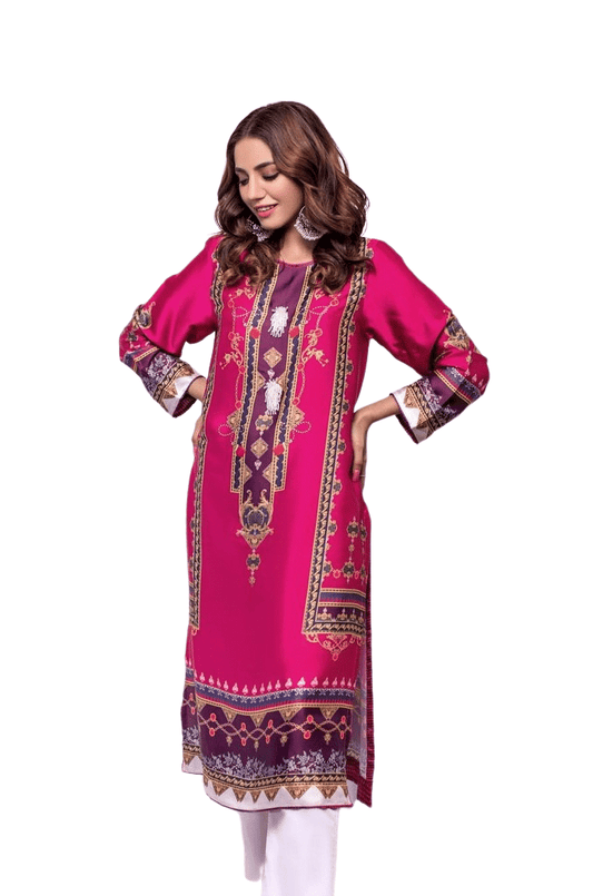 Pure Silk hot pink digital print shirt