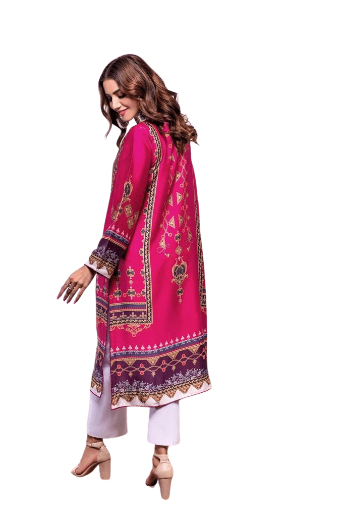 Pure Silk hot pink digital print shirt