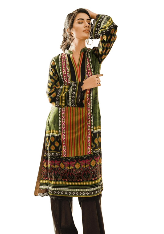 Rang Rasiya Green & Mustard Twill Linen Shirt