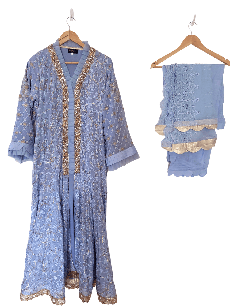 Lilac Heavy Chiffon Long Frock