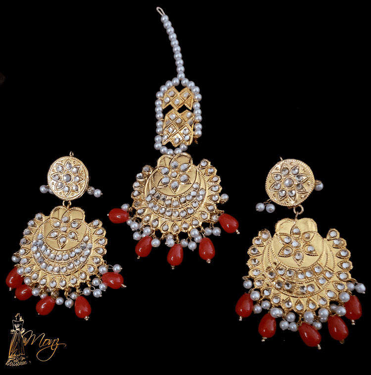 Teeka Bali With pearls (Orange & Golden)