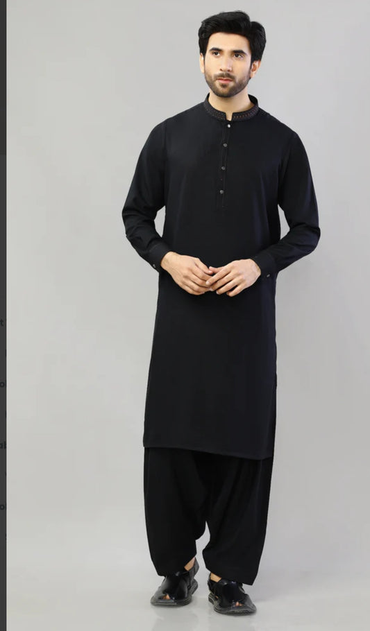 Black Embroiderd mens 3pc
