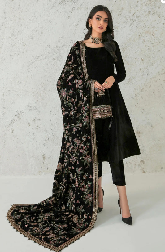 Black velvet 3pc dress