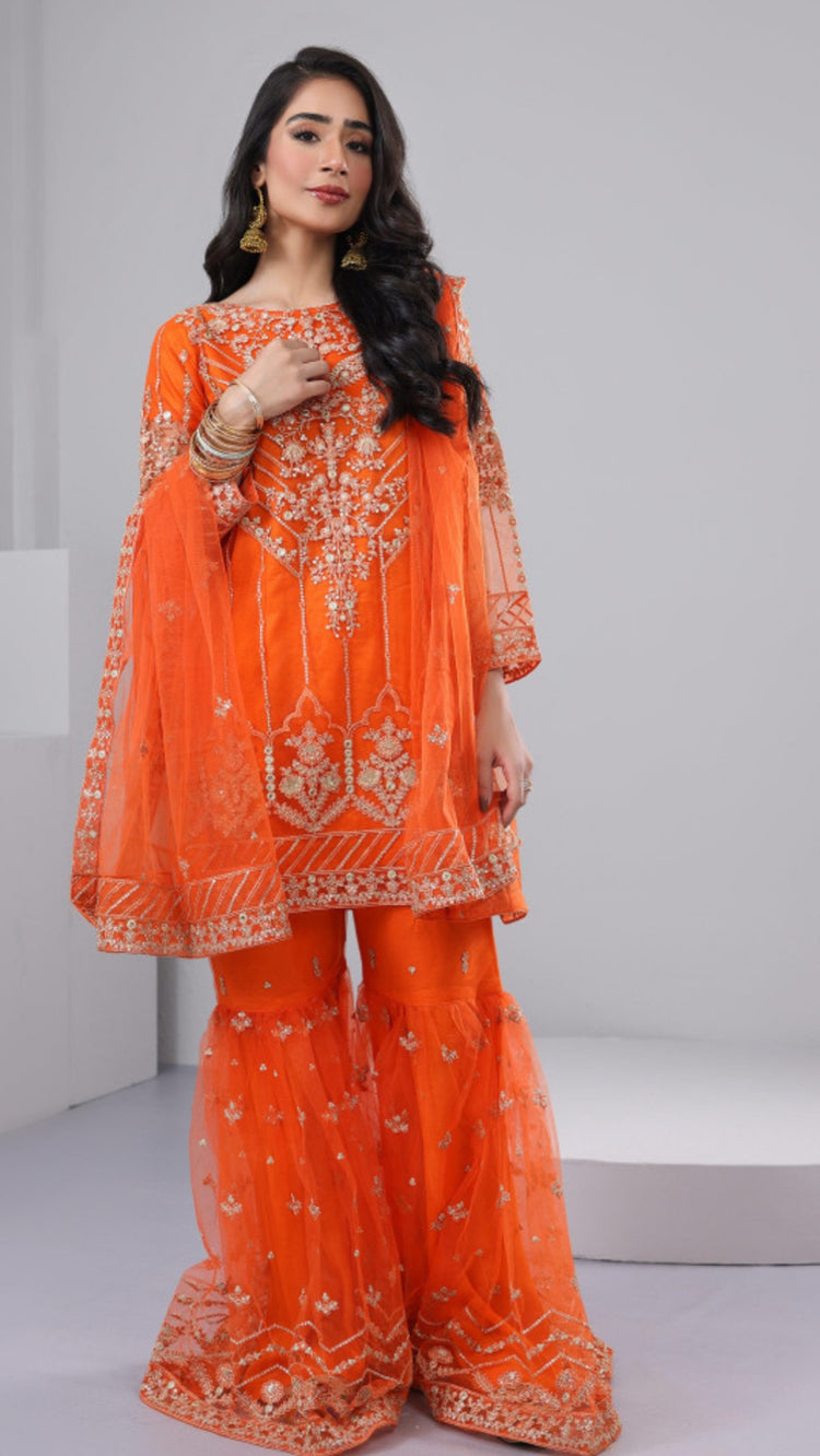 OrangeNet Gharara 3pc dress