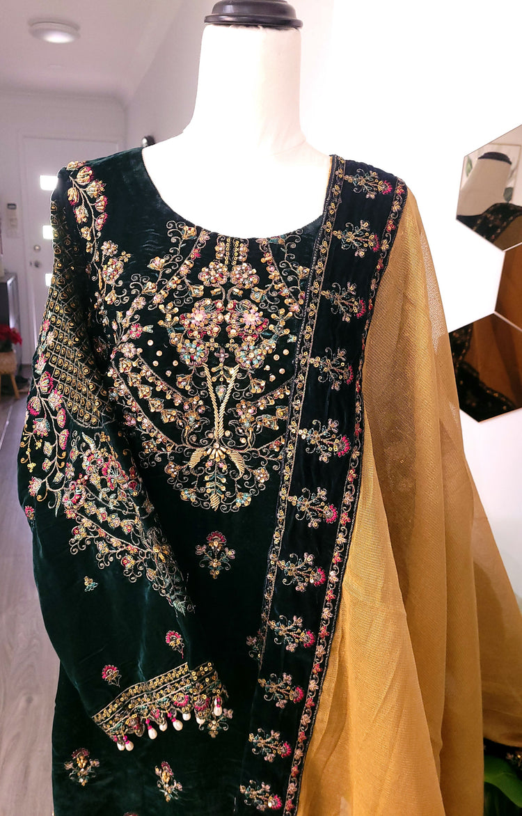 Velvet Green 3pc dress