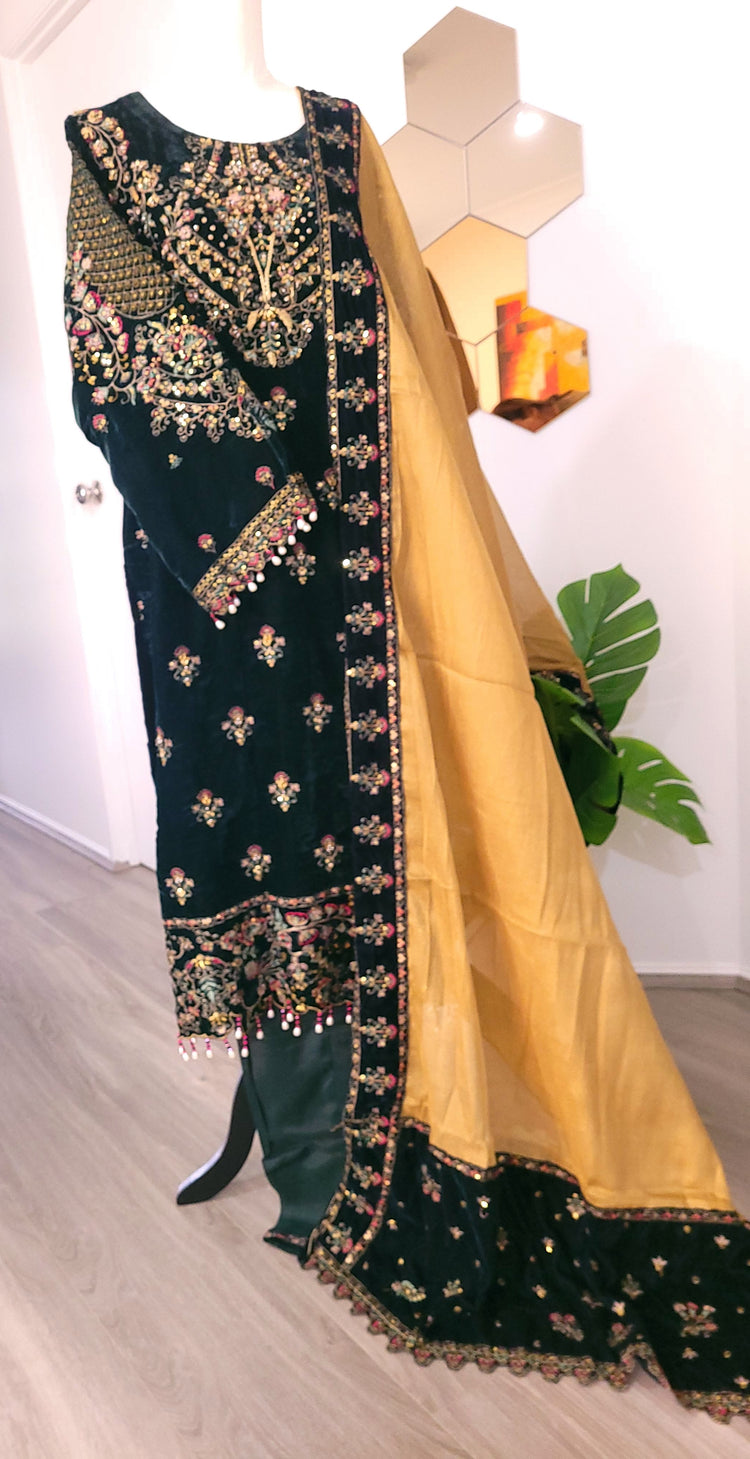 Velvet Green 3pc dress