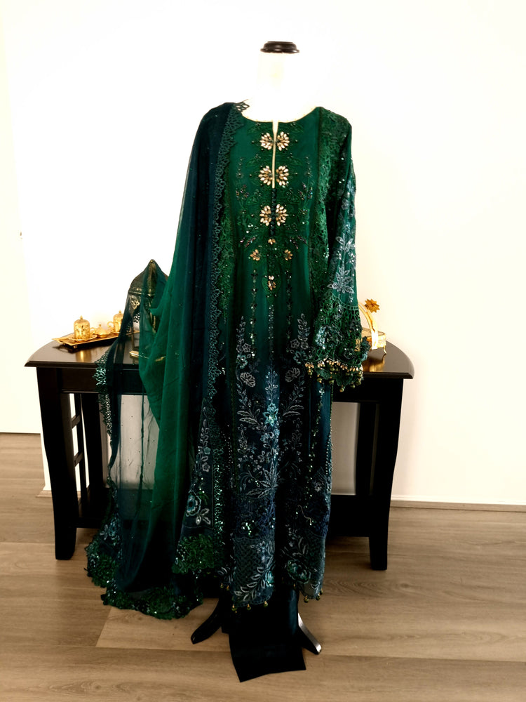 Bottle green chiffon