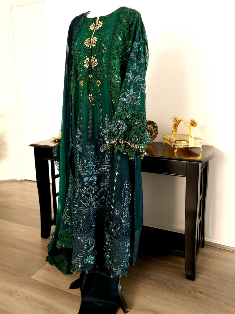 Bottle green chiffon