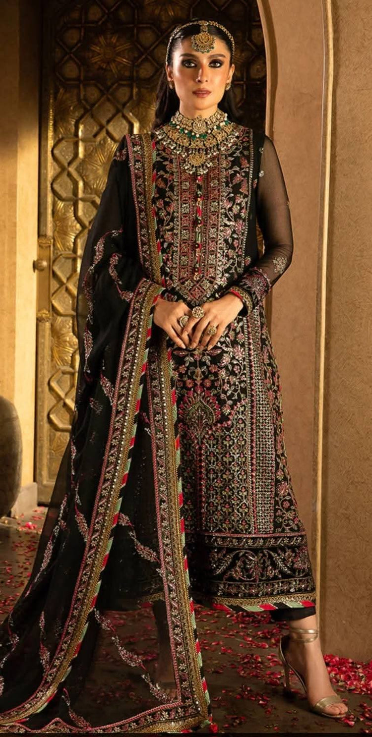 Black multi  chiffon 3pc