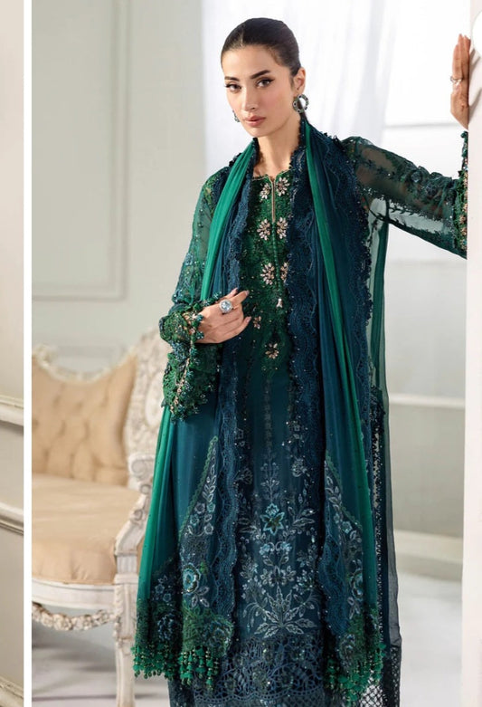 Bottle green chiffon