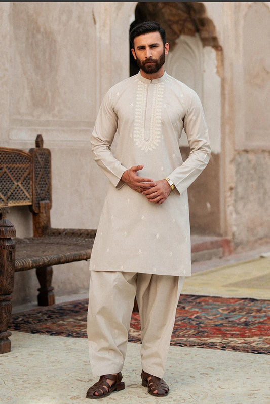 Salmon pink men's kurta 2pc set