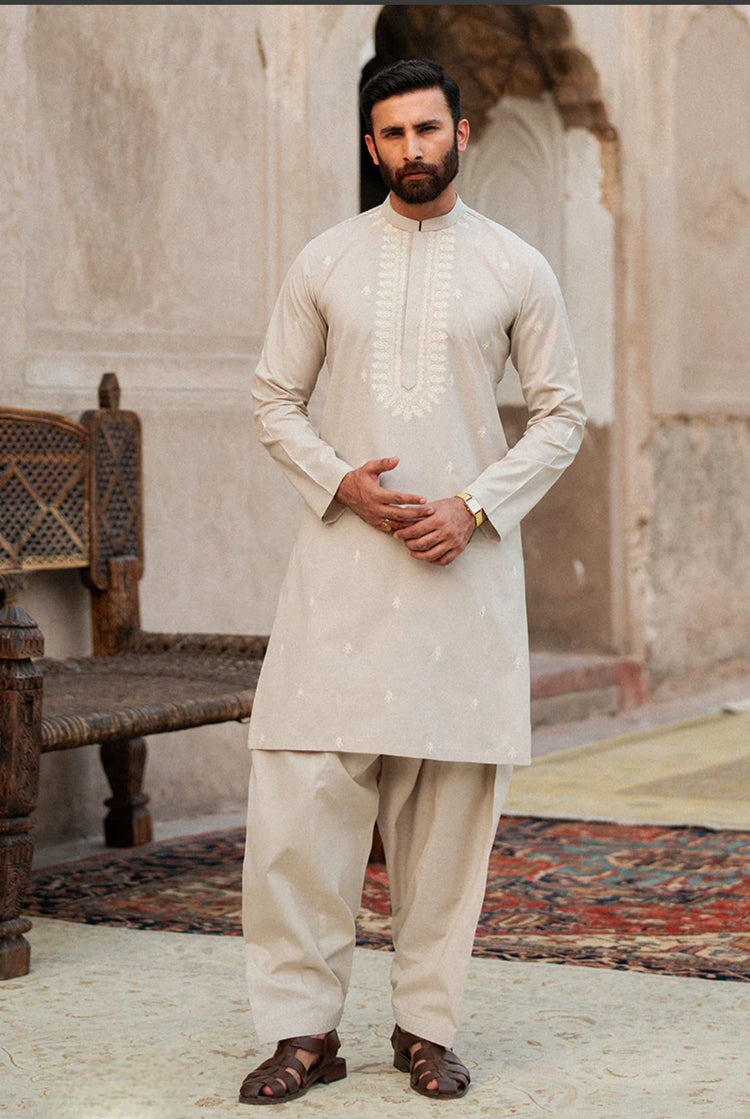 Salmon pink men's kurta 2pc set