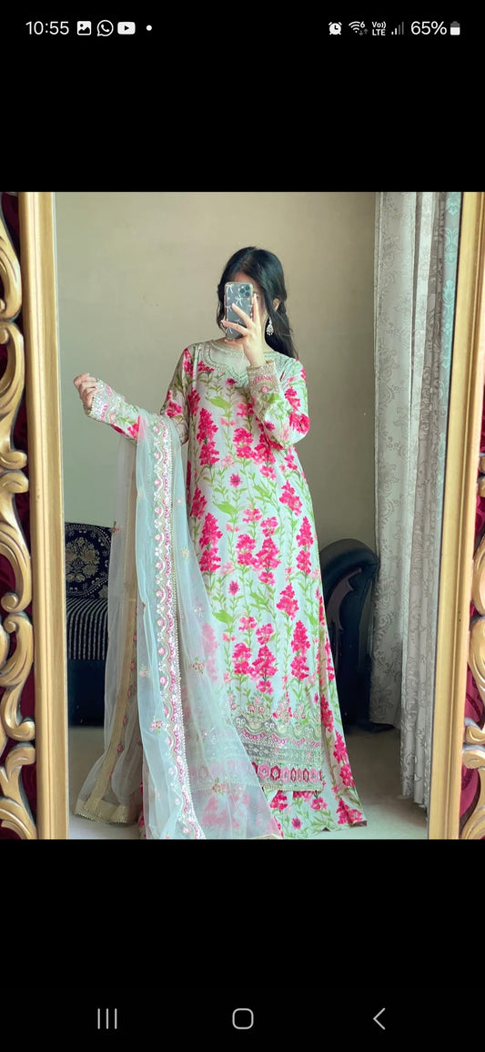 Floral silk 3pc dress