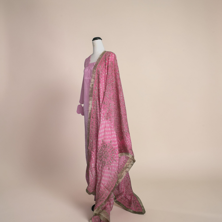Pink gotta duppata silk dress