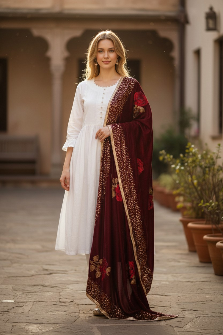 Stone Flower Velvet Shawls