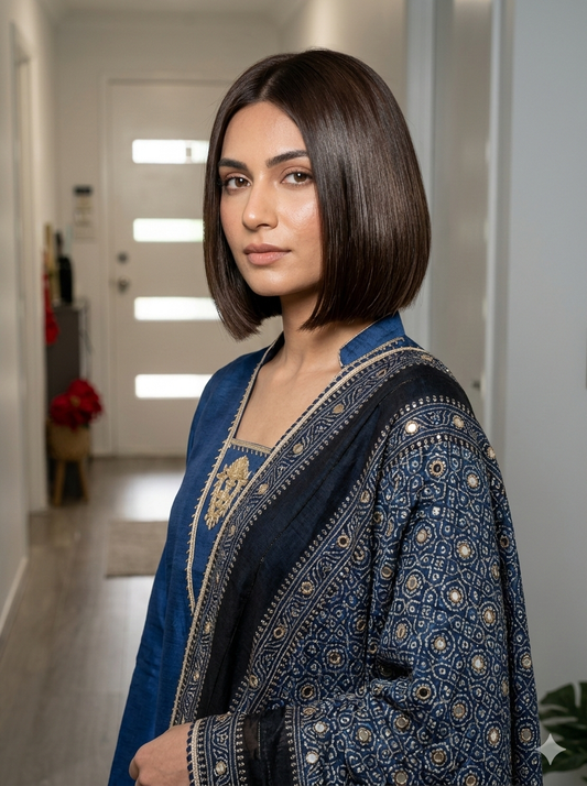 Blue ajrak Mukesh dress