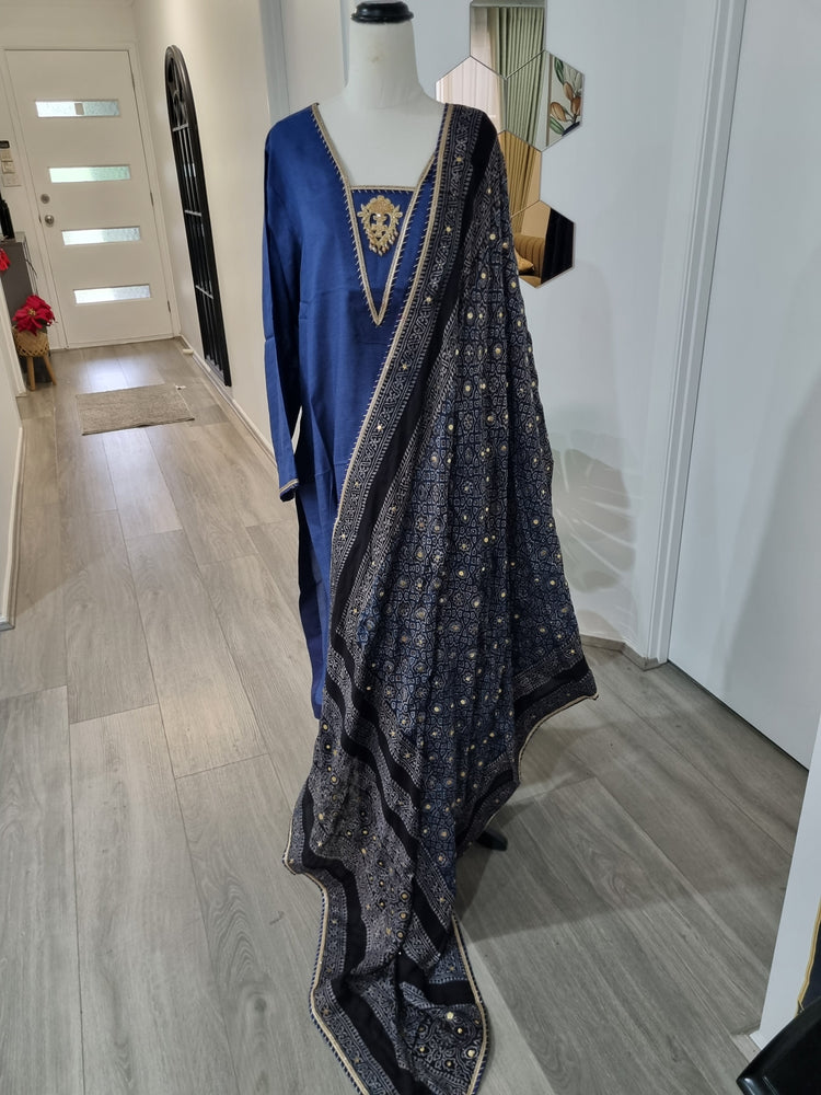 Blue ajrak Mukesh dress
