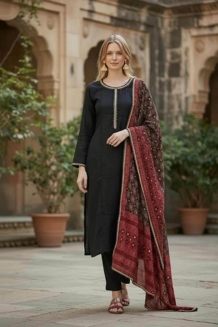 Ajrak silk dress