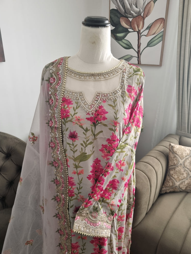 Floral silk 3pc dress