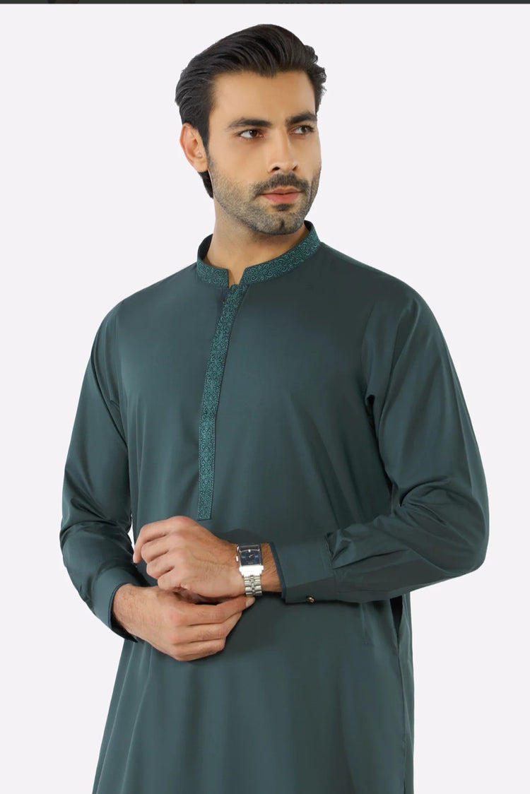 Mens Dark Green kameez shalwar